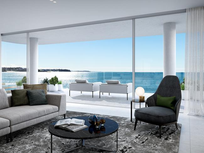 An artist’s impression of one of the apartments in the Bower St, Manly, development.