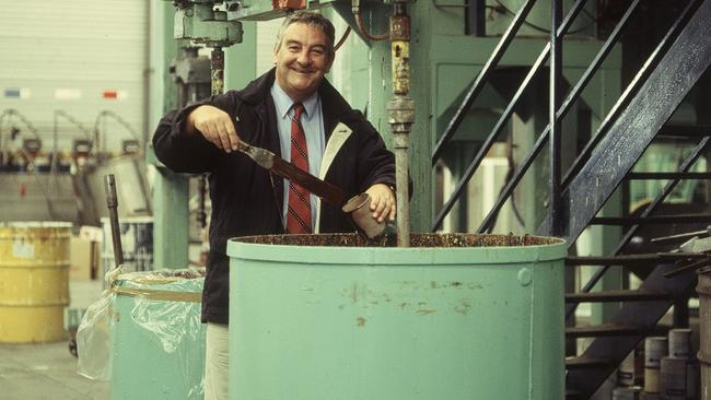 David Haymes at the Haymes paint factory in Ballarat in the 1990s.