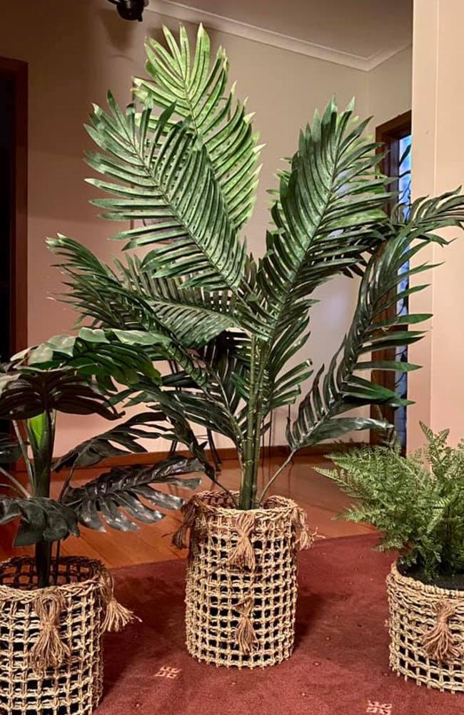 A Melbourne mum has revealed how she used $2.50 mats from Bunnings to make pot holders for her six plants. Picture: Facebook/BunningsMumsAustralia