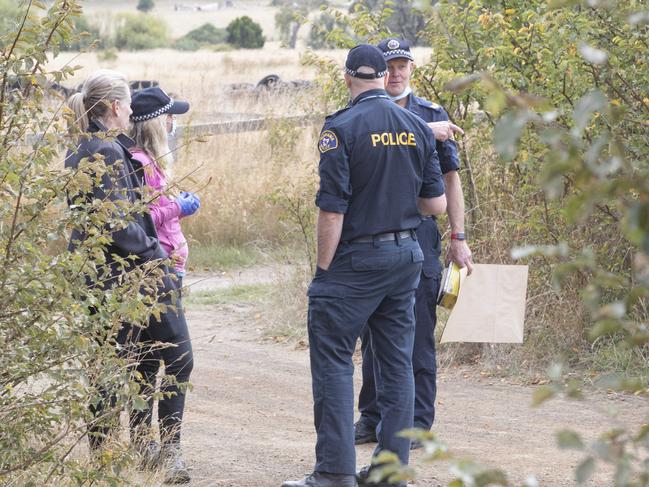 Police at Native Corners Road, Campania. Picture: Chris Kidd