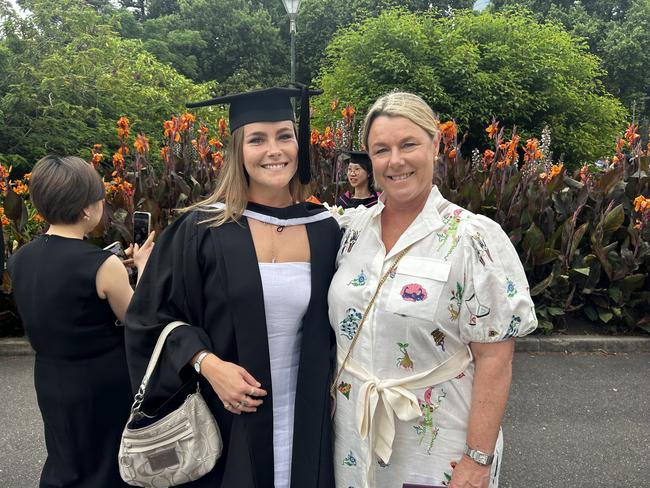 Zara Bowditch, pictured with mum Libby Bowditch, graduates with a Bachelor of Design at the University of Melbourne's Faculty of Architecture, Building and Planning graduation ceremony at the Royal Exhibition Building on December 6, 2024. Picture: Harvey Constable