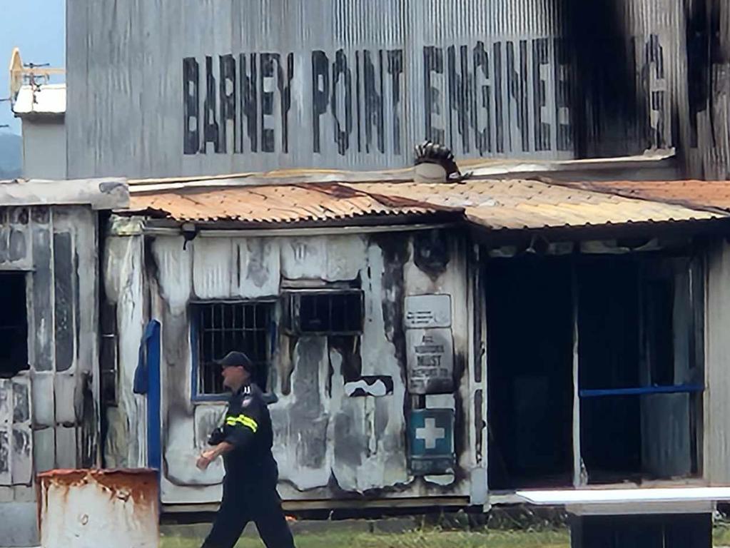 A crime scene has been declared after a massive fire raged through an industrial shed in Gladstone. Photo: Darryn Nufer