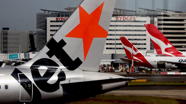 SYDNEY, AUSTRALIA - NewsWire Photos - OCTOBER 14, 2022: General generic editorial stock image of Jetstar aircraft at Sydney Domestic Airport. Picture: NCA NewsWire / Nicholas Eagar