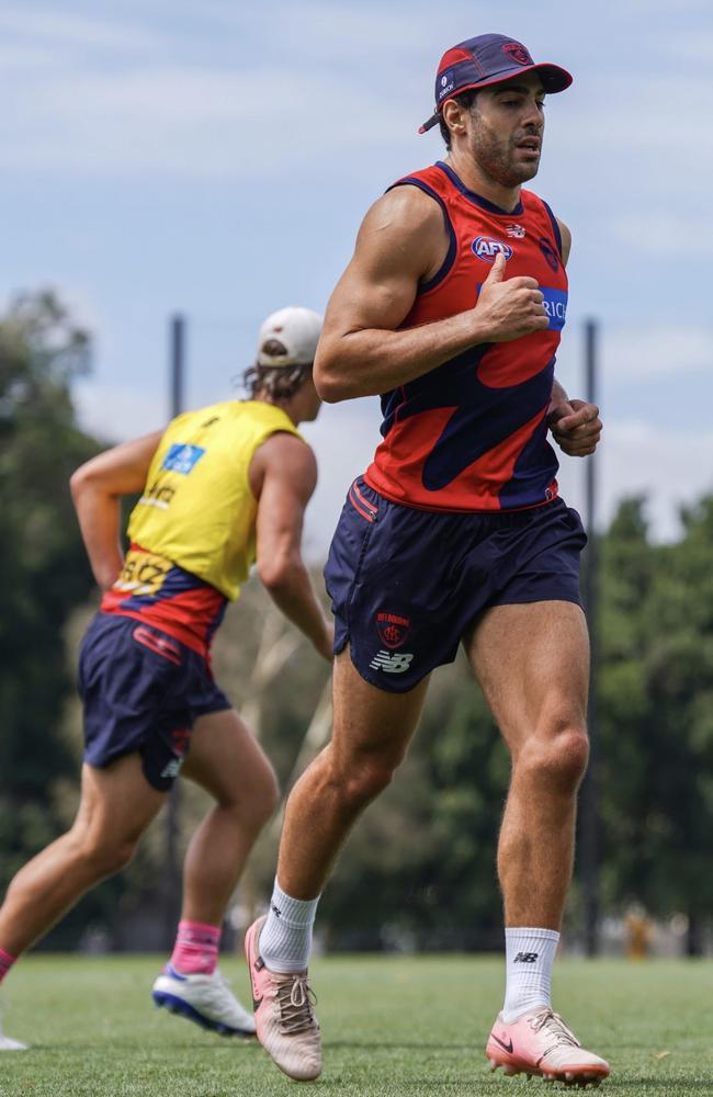 Demons star Christian Petracca trains at Gosch's Paddock. Picture: Melbourne FC/Alex Ratcliffe