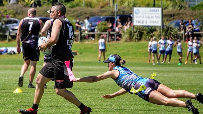 Action from the Oztag 2020 NSW Senior State Cup at the Coffs Coast Sport and Leisure Park. Photo: David Wigley