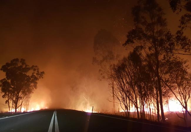 Fire closed the Bruce Highway at Mt Larcom last night.