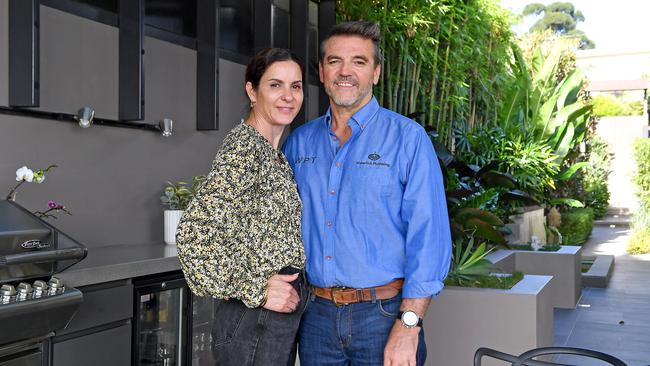 Luisa Nardi-Scott and Grant Scott at their Brisbane home. Picture: John Gass