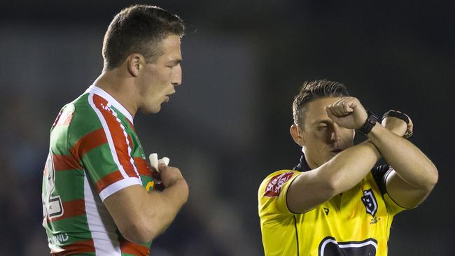 Sam Burgess placed on report for a hit on Matt Moylan.