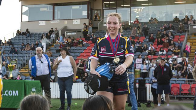 Eliza Morcom of Highfields is named the player of the 2024 grand final. Picture: Kevin Farmer