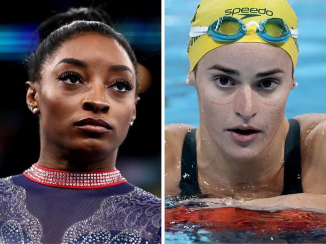 Kaylee McKeown and Simone Biles. Photos: Getty Images