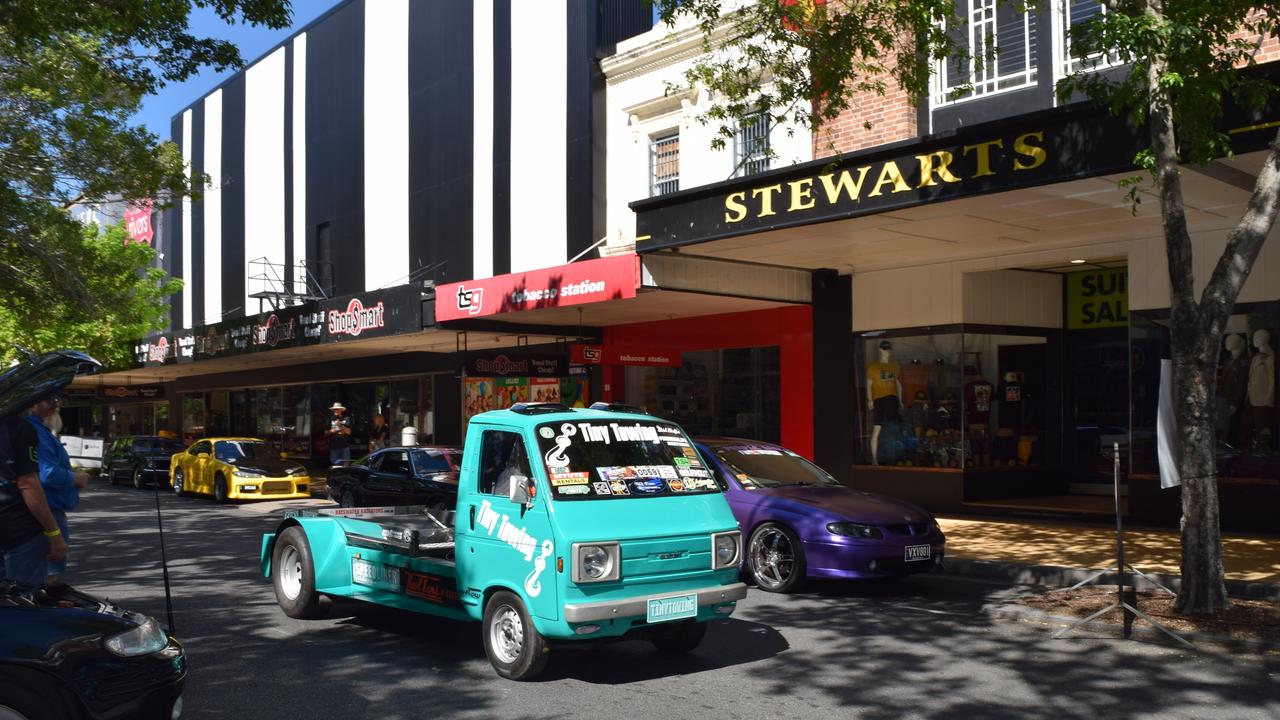 Cars on display at the Rockynats in the CBD on Sunday, April 17.