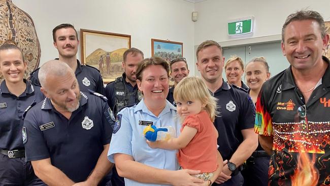 Minister Craig Crawford (far right) with officers from Mornington Island police. File Picture: Peter Carruthers