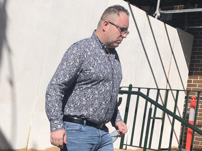 Stewart McMillian, 43, of Balgowlah, leaving Manly Local Court on Wednesday, after being convicted of being five times over the limit when he crashed his car early on a Sunday night in February. Picture: Manly Daily