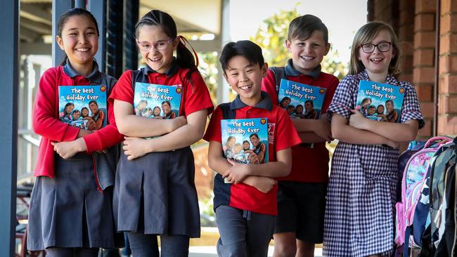 Ballajura Primary school students Bahara Mohammadi, Stephanie D'Angelo, Dylan Lee, Elijah Miller and Drew Street. Picture: Colin Murty