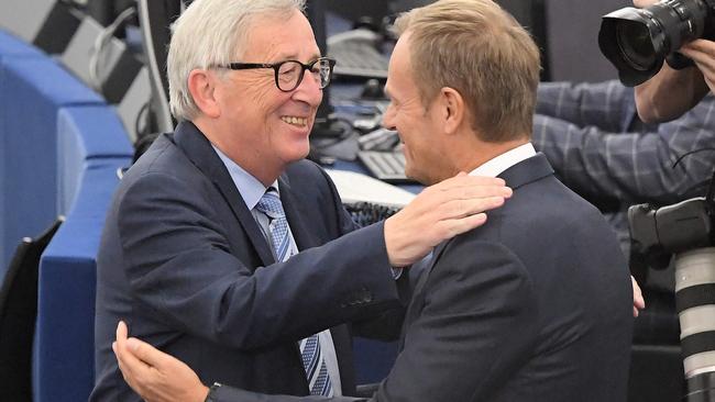 European Commission President Jean-Claude Juncker (L) and European Council President Donald Tusk during a debate on the last EU summit and Brexit on October 22.Picture: AFP