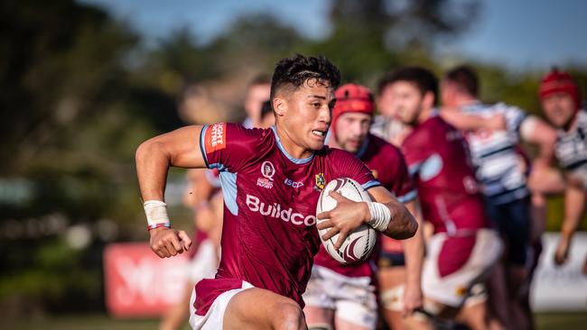 Kalani Thomas in action for UQ during the Hospital Cup finals series. Pic: Brendan Hertel/QRU.