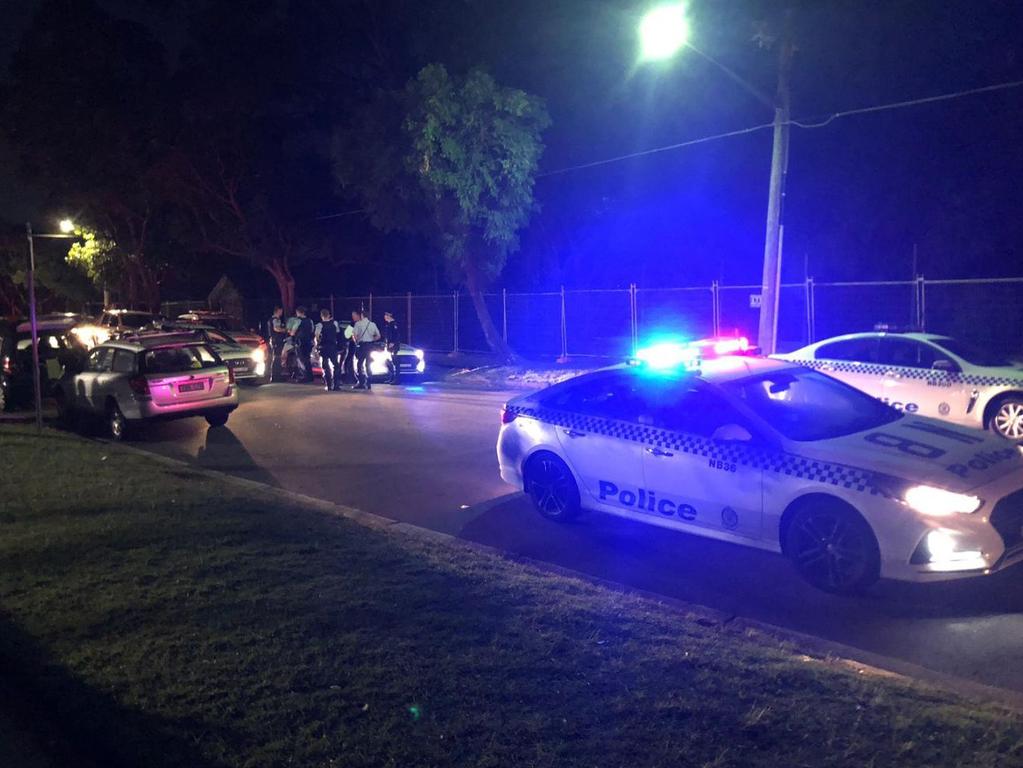 Police outside Balgowlah Heights public school where a Tony Abbott supporter was attacked while putting up a campaign poster. Picture: Supplied