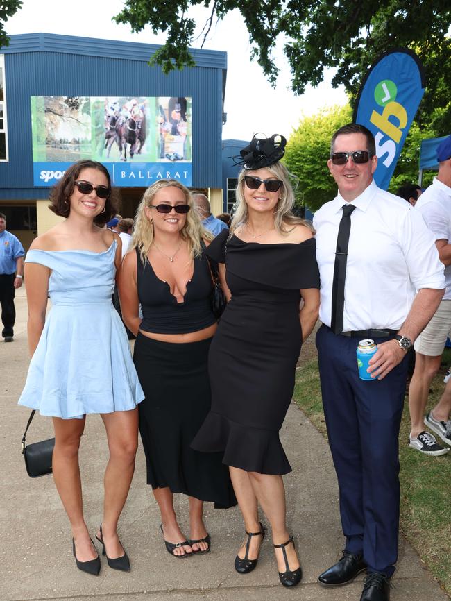 Nikita Schembri, Alice Chaston, Rachael Schembri and Al Dellar attend the Ballarat Cup. Picture: Brendan Beckett