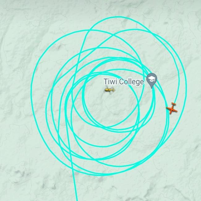 FlightAware tracking shows aircraft responding and circling the scene of an Osprey crash near Darwin.