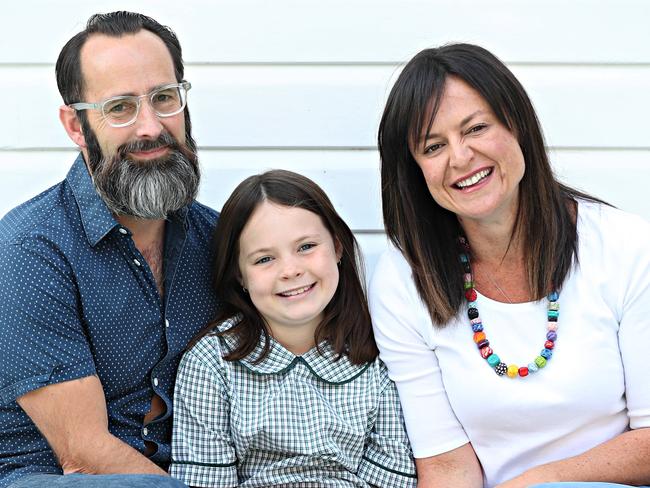 Harper Nielsen with proud parents Mark and Yvette. Picture: Annette Dew