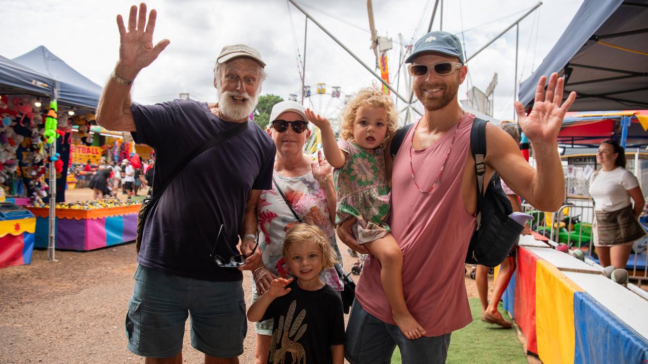 Chris Densham, Lili Densham, Aaron Densham, Teva Densham and Noa Densham at the 2024 Royal Darwin Show. Picture: Pema Tamang Pakhrin