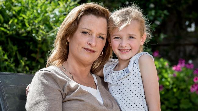 Heartbroken Bonnie Power lost her son Jack, 10, after he was hit by a car. She poses with daughter Steph, 6. Picture: Jake Nowakowski