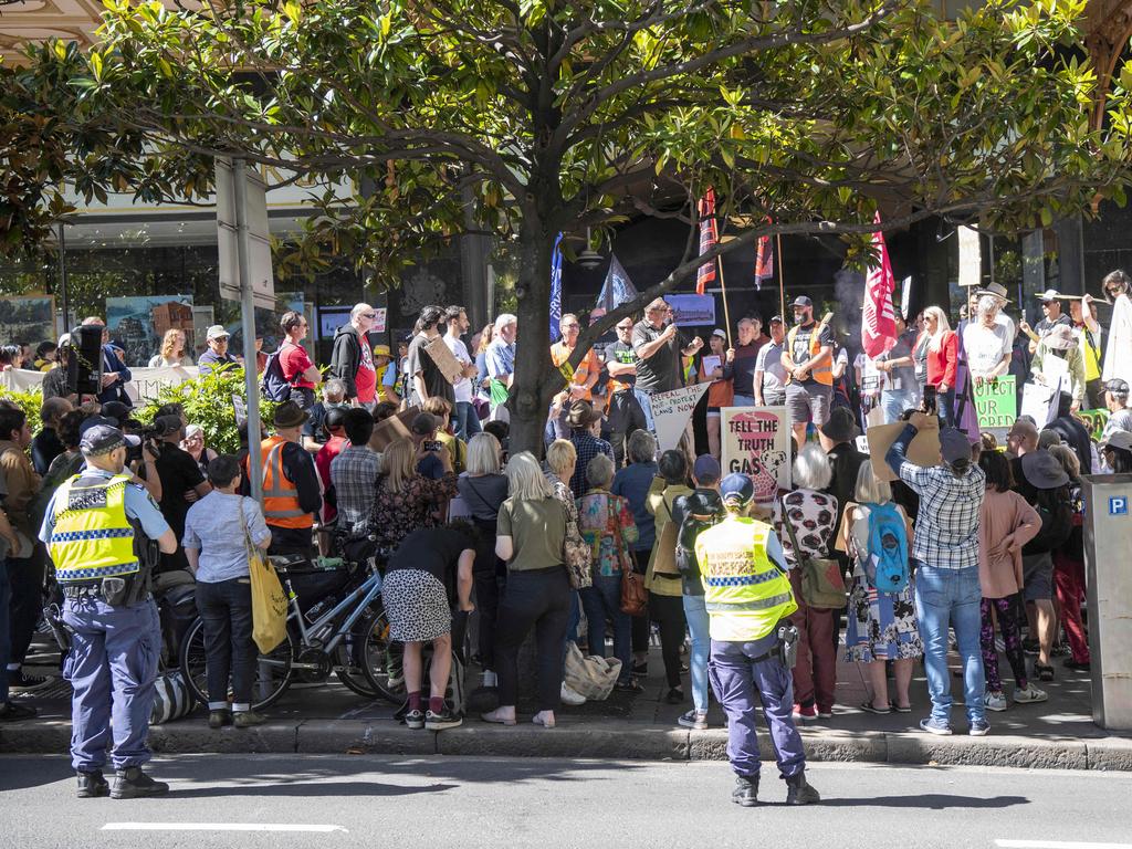 More than 100 people gathered outside the Sydney Downing Centre Court on Tuesday morning. Picture: NCA NewsWire /Simon Bullard