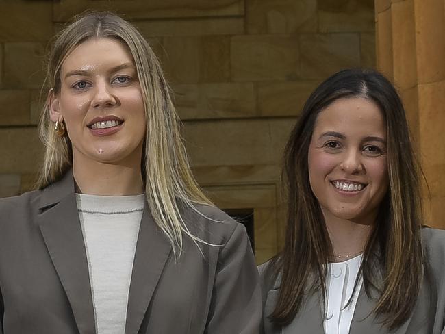 JUNE 26, 2024Rising star grad lawyers, Maddison Lloyd , Shannon Cain, Kahlia Steinert, Kristen Camera , Claudia Van Eckeren and Chris Michalakas outside Adelaide Magistrates court.Picture: RoyVPhotography