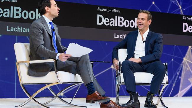 Andrew Ross Sorkin, editor-at-large and columnist, The New York Times and Lachlan Murdoch, executive co-Chairman, 21st Century Fox, in New York City.