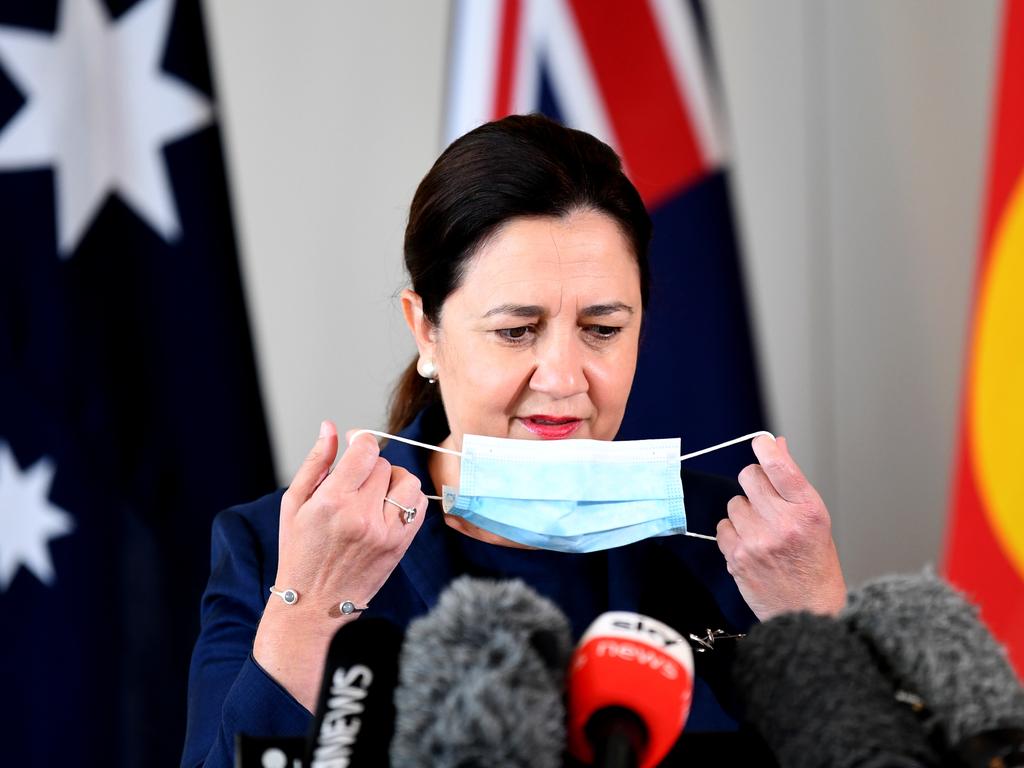 Queensland Premier Annastacia Palaszczuk said she would propose to national cabinet housing returned travellers in the state’s empty mining camps. Picture: NCA NewsWire / Dan Peled