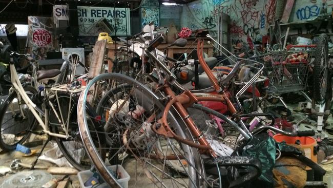 Bikes and other junk. Picture: John Morcombe