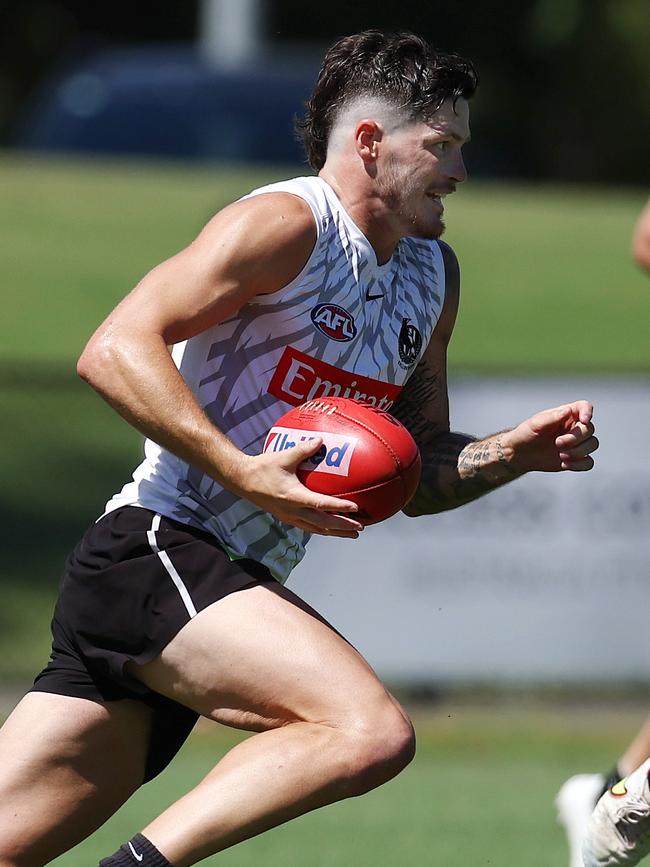 As is Collingwood’s Jack Crisp who hasn’t missed a game in his seven seasons at the club. Picture: Michael Klein.