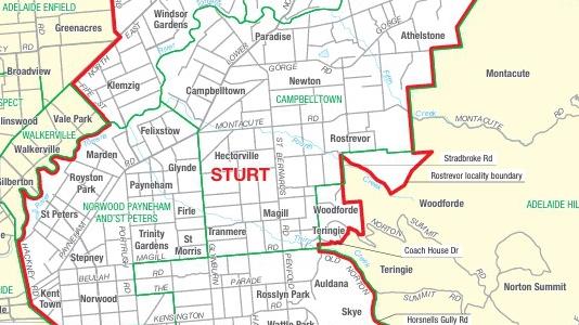 The federal electorate of Sturt in South Australia covers Adelaide's eastern suburbs. Picture: AEC