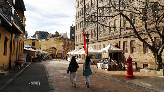 The Rocks Markets area was deserted too. Picture: Sam Ruttyn