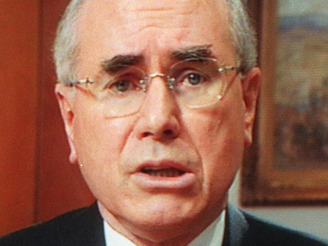 SEPTEMBER 19, 1999 : Still of Australian PM John Howard during 19/09/99 address to nation regarding Australia's leading role as international peacekeeping force deployed in East Timor to restore peace. Pic Ray Strange.P/