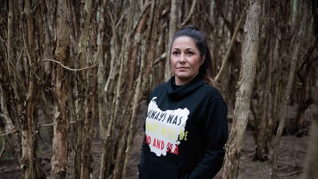 Voice referendum No voter, Krystelle Jordan, a member of the Tasmanian Aboriginal Corporation, at the Don River, Devonport, northern Tasmania. Picture: Peter Mathew