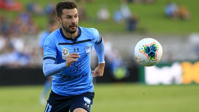 At a dry Jubilee Stadium on January 31, Kosta Barbarouses of Sydney FC during the round-17 A-League match between Sydney and the Brisbane Roar. Sydney won 1-0. Picture: Getty Images
