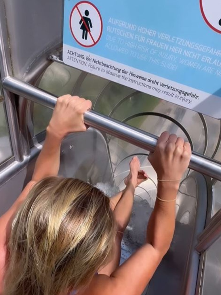 Fans were quick to point out the high pressures of water created by some slides can cause internal injuries. Picture: Instagram/RhiannanIffland