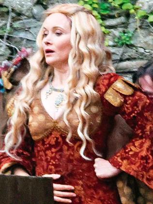 Essie Davis playing Lady Crane, who is dressed for her part as Cersei Lannister in the street play.