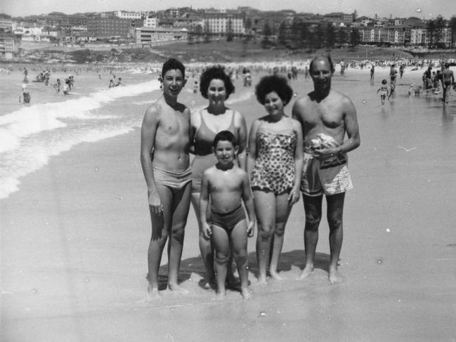 The Goldbergs at Bondi Beach in 1963. Picture: Supplied