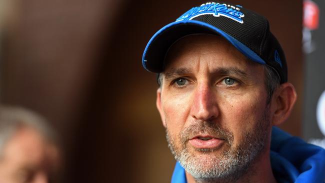 31/01/18 — Head coach Jason Gillespie speaks to the media before the Strikers training at Adelaide Oval. Picture: Tom Huntley