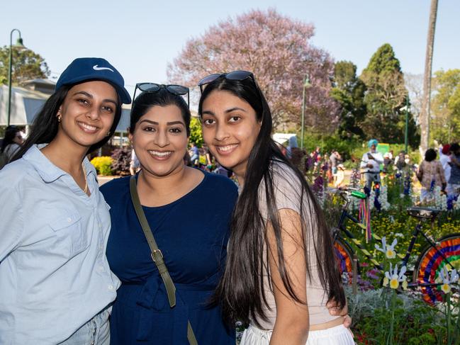 Nikisha Patel (left), Dina Parbhu and Meera Patel in the Botanic Gardens, Queens Park for the Carnival of Flowers, Sunday September 22, 2024. Picture: Bev Lacey