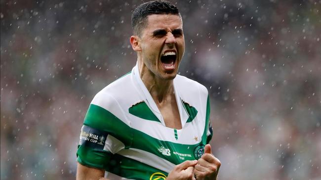 Tom Rogic celebrates scoring the Scottish Cup winner.