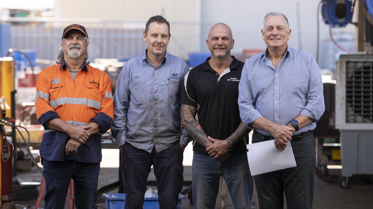 CBCH/Max Cranes’ Chris Birch, Whyalla Hose &amp; Fittings Services general manager Jarrod Starkey, Maaric Dry Cleaners owner Chrys Press and Whyalla Hose and Fitting Services director David Bruce. Picture: Brett Hartwig