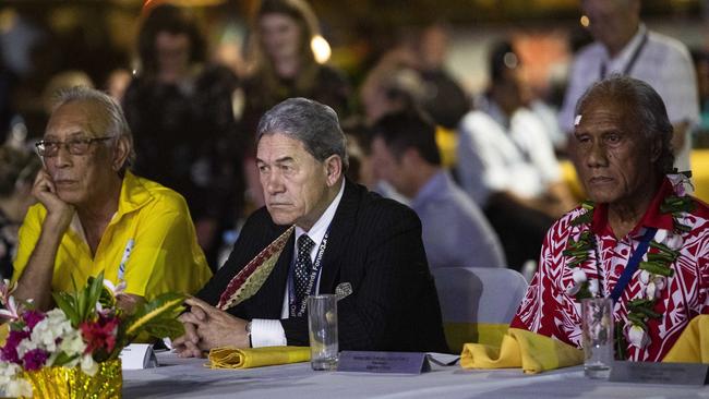 New Zealand's Foreign Affairs Minister Winston Peters, centre, attends the opening ceremony of the Pacific Islands Forum in Nauru on Monday. Picture: AP