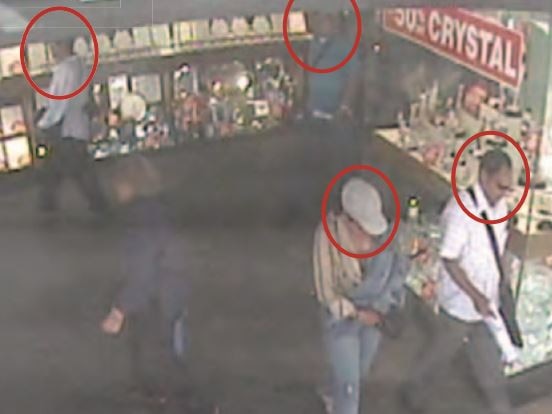 Suspects highlighted from security footage of the Thomas Jewellers theft in Geelong in 2009.