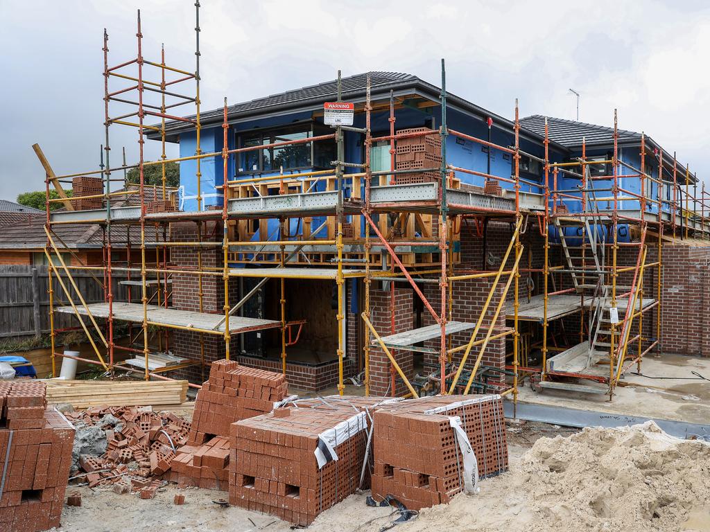 Australia’s building approvals have slumped to an 11-year low, in a fresh new blow to hopes of a quick solution to our housing and rental crisis. Picture: Ian Currie