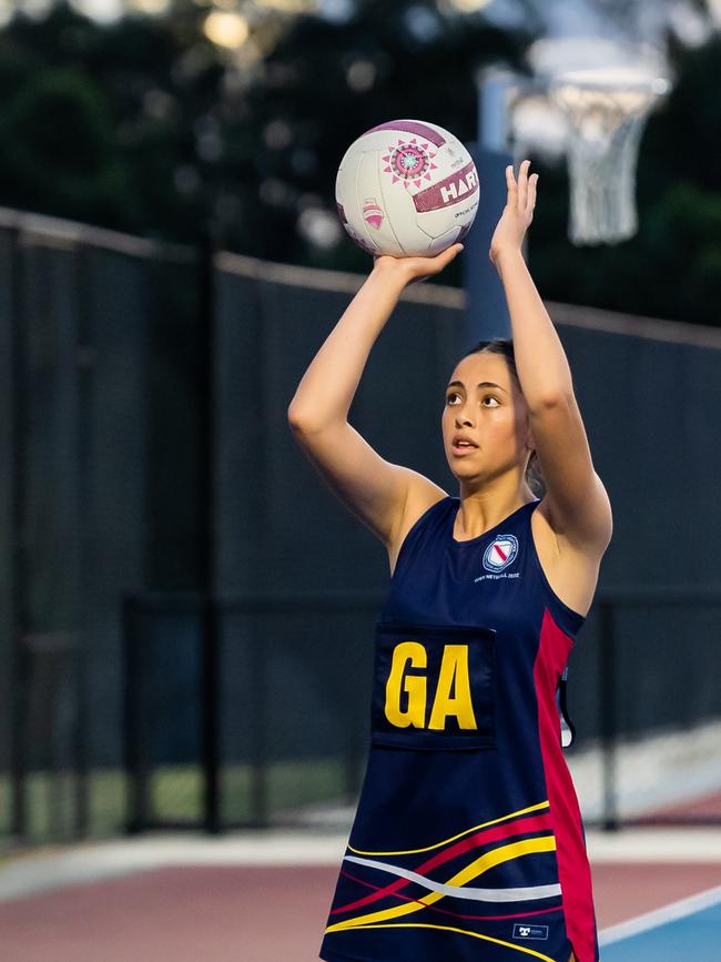 QGSSSA netball action between BSHS and MBC. photographer David Pearce.