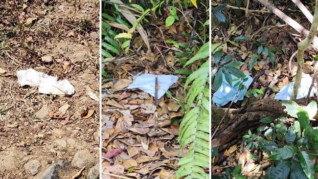 Nappies, pads and other litter was photographed in the area around the swimming hole.