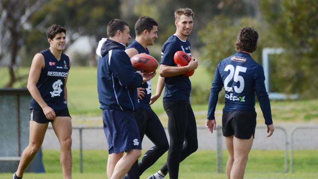 South Adelaide's Tyson Brown returns to training at Noarlunga Oval on Saturday. Picture: AAP Image/Brenton Edwards